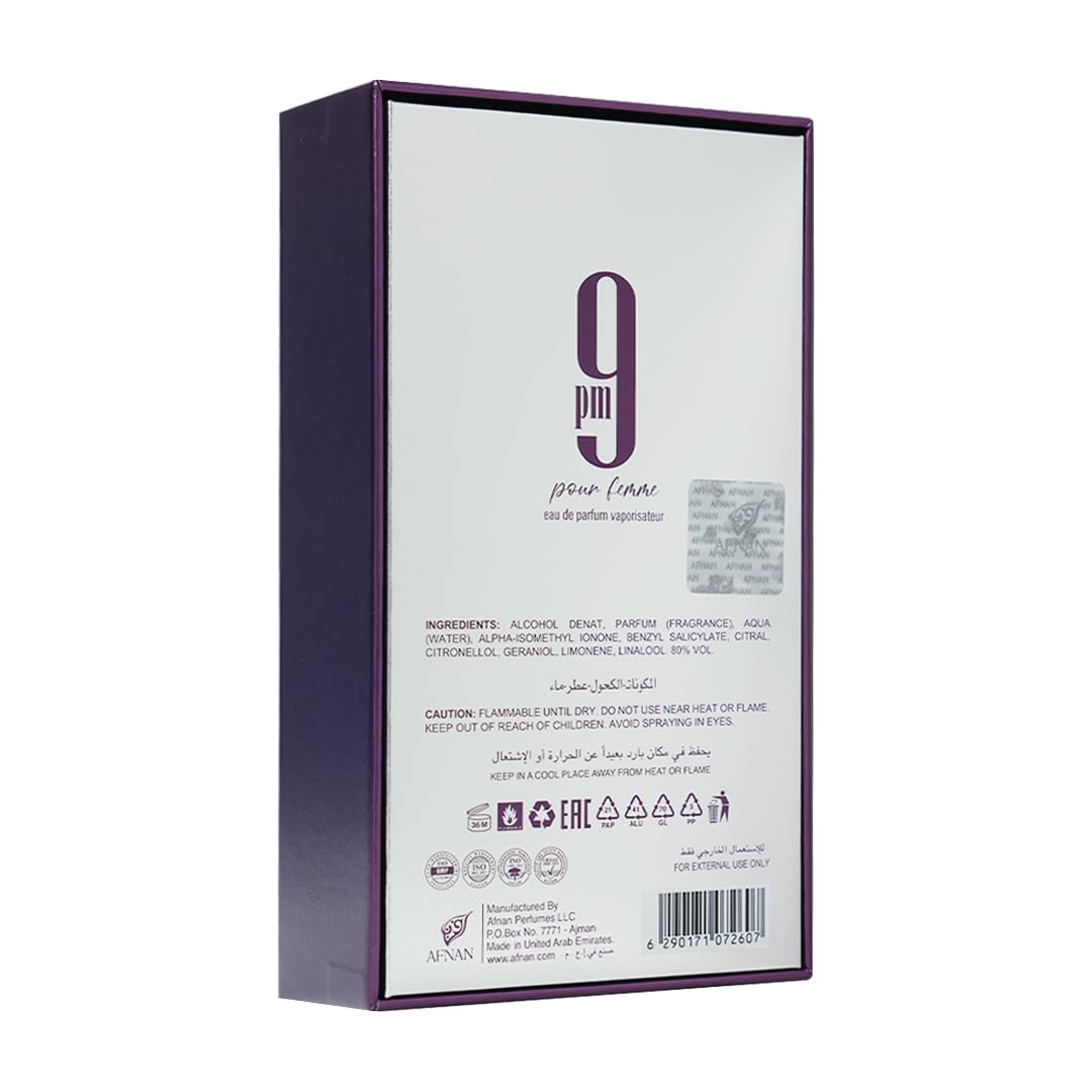 AFNAN 9PM Women Perfume – 3.4oz / 100ml – Eau de Parfum