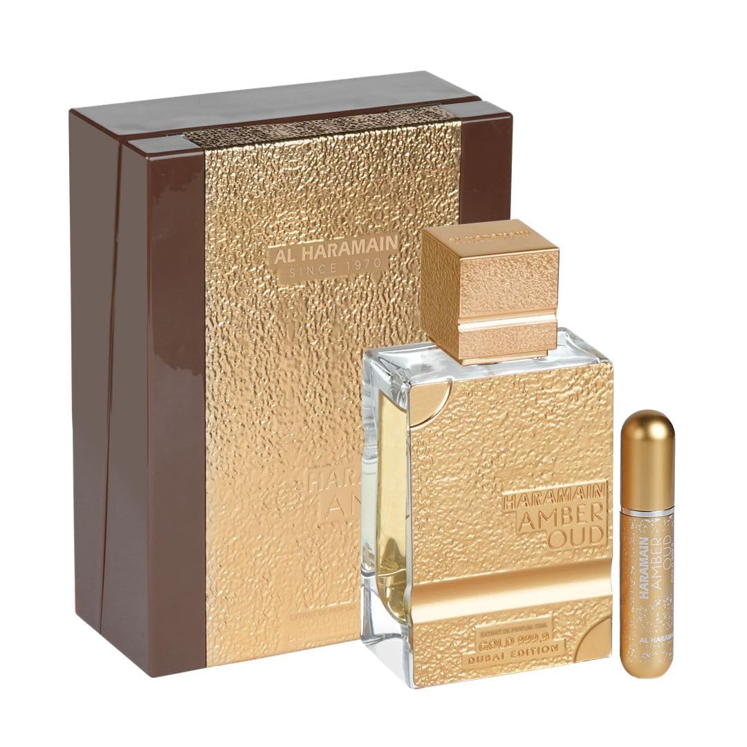 Al Haramain Amber Oud Gold 999.9 Edition Unisex 2.5oz / 75ml Extrait de Parfum with Refillable Atomiser
