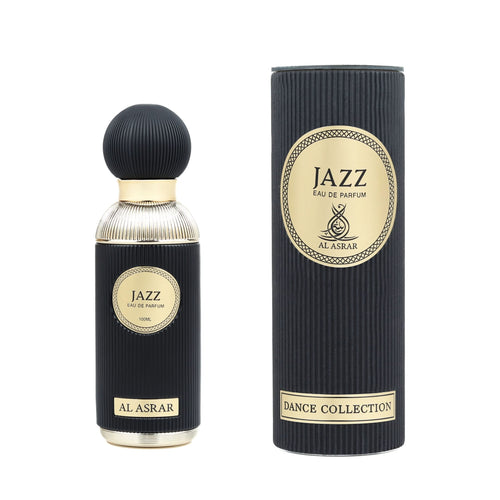 Al Asrar Jazz unisex perfume box and bottle on white background