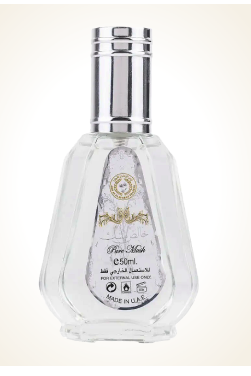 A fragrance family card for ARD AL ZAAFARAN Liwan Leather, showing a small perfume bottle and its dark box on a white background, with top notes, heart notes, and base notes listed below in a grid.