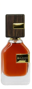 A 50ml bottle of Heibah rose oil perfume with a gold cap and a clear glass body showing the rose-colored liquid inside, set against a plain white background with a soft reflection.