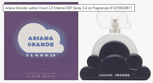 Ariana Grande 'Ariana Classic' perfume bottle with a faceted pink crystal design, a white fluffy pom-pom, and a metallic pink cap, shown on a white background with a black text header.