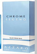 Azzaro Chrome Legend Eau de Toilette Spray box in light blue and white packaging, with the Azzaro brand name visible at the bottom.