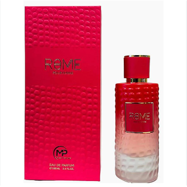 Rome by Mr. Perfume Eau de Parfum bottle next to its textured red packaging box, on a plain white background.
