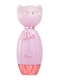 A pink cat-shaped perfume bottle with a glossy finish, featuring a stylized cat head, a pink monogram 'M', and the brand name 'Mio Soul' printed near the bottom, set against a plain white background.