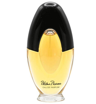 Palmira Riccioco Eau de Parfum bottle with a glossy black cap and a golden-yellow glass body, shown on a plain white background.