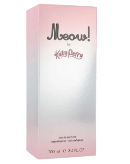 Katy Perry Moeaws! Eau de Parfum 100ml box, featuring a pink and white gradient design with the brand name 'Moeaws!' and 'Katy Perry' printed on the front.
