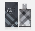 Burberry Brit For Men Eau de Toilette bottle and packaging box, featuring the signature black, gray, and white check pattern on a clean white background.