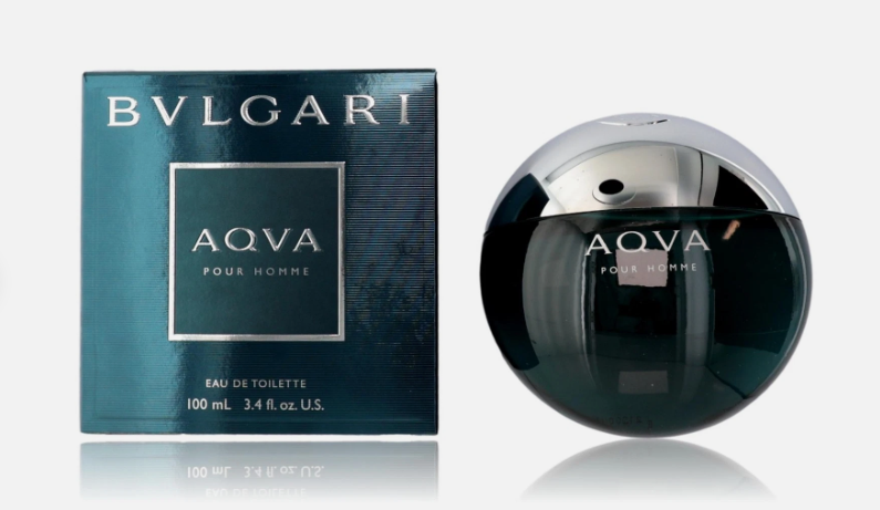 Bvlgari Aqva Pour Homme Perfume for Men 3.4oz 100ml EDT – single bottle on white background, fresh aquatic invigorating vital masculine fragrance spray