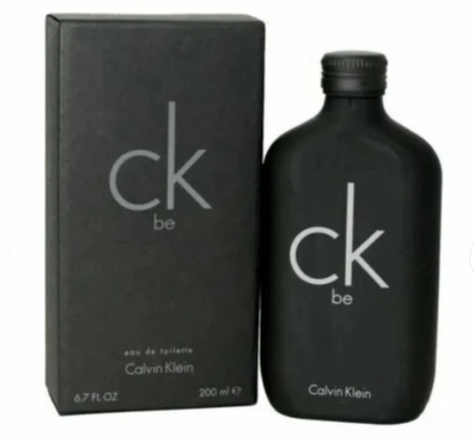 Calvin Klein CK Be Eau de Toilette bottle and its black packaging box, featuring the iconic white 'ck be' logo on a clean white background.