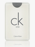 Calvin Klein CK One perfume bottle in a frosted off-white color with a dark gray cap and logo, shown on a light gray background with a soft reflection below.