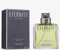 Calvin Klein Eternity for Men Eau de Toilette spray bottle with its dark gray packaging box, shown on a light gray background.