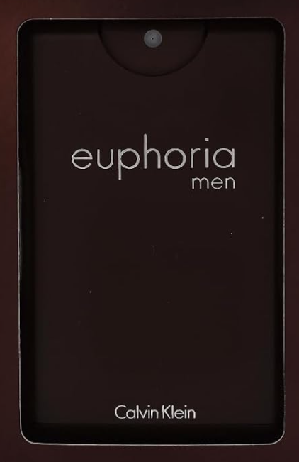 Calvin Klein Euphoria Men fragrance packaging, featuring a dark brown rectangular box with 'euphoria men' and 'Calvin Klein' printed in white text.