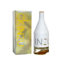 Calvin Klein CKIN2U 'her' perfume bottle and packaging box. The bottle is white with gold lettering and a gold cap, standing next to its matching metallic gold box on a white background.