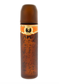 A brown glass bottle with a matching brown cap, featuring a decorative label with a portrait and the text 'CUBA ' and 'ORANGE'.