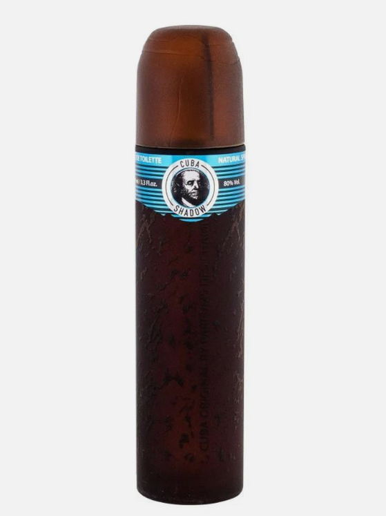 A brown cylindrical bottle of Cuba Shabon deodorant with a blue and white label featuring a portrait, set against a plain light gray background.