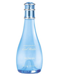 A light blue glass bottle of Davidoff Cool Water Woman Eau de Toilette with a silver metallic cap, set against a plain white background.