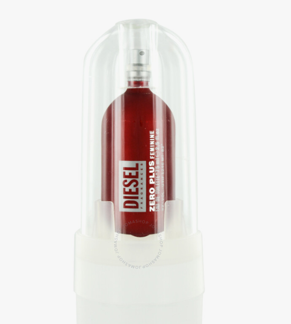 Diesel Zero Plus Femme Eau de Parfum in a clear protective dome packaging on a white background.