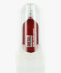 Diesel Zero Plus Red cologne bottle in a clear dome-shaped protective packaging case on a white background.
