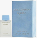 Dolce & Gabbana Light Blue Eau de Toilette shown with a frosted glass bottle and its textured light blue packaging box.
