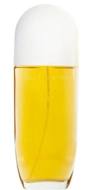 A bottle of Saint Laurent Eau de Parfum with a white cap and yellow-gold liquid inside a clear bottle, shown against a plain white background.