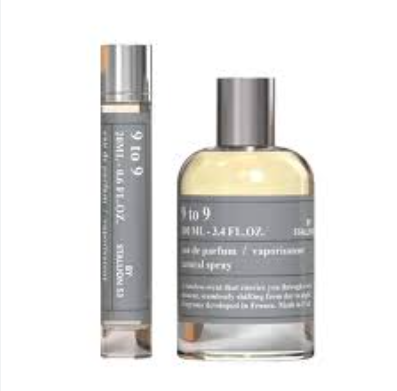 A 10ml rollerball perfume sample and its 30ml matching glass spray bottle, both featuring a gray label with white text and a silver cap, set against a plain white background.