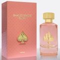 Game of Thrones Queen perfume bottle and its pink packaging box, both featuring a gold spade logo and gold lettering on a white background.