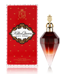 Killer Queen by Mary Jane perfume bottle and its red packaging box with gold accents, set against a plain white background.