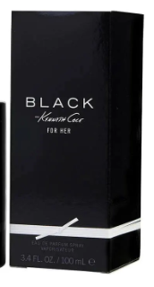 Black For Her Black For Her Eau de Toilette box by Alexander Wang, featuring white text and a silver accent band near the bottom.