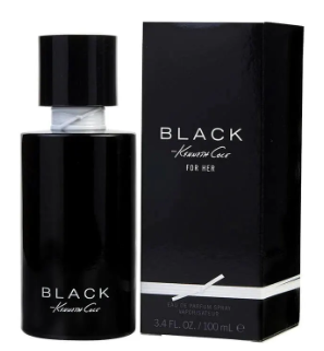 Black KenzoCar For Her perfume bottle next to its black packaging box, both featuring white text and a silver accent band.