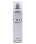 A white cylindrical bottle of Kenneth Cole White For Her fragrance mist with a clear cap and silver spray mechanism, shown against a plain white background.