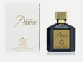 Blackroot Oud 500 Eau de Parfum bottle next to its white packaging box, both featuring gold lettering and a gold cap on a light gray background.