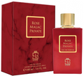 Rose Malac Private Eau de Parfum bottle and its matching red marble-patterned box, both featuring gold lettering and a gold cap, set against a plain white background.