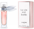 Lancôme La Vie Est Belle Eau de Parfum 15ml spray bottle with a pink liquid and silver cap, shown next to its light pink and white packaging box.