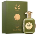 A perfume bottle and its box for Lattafa Unisex 24 Carat Pure Gold EDP Spray. The packaging is dark brown with gold lettering and accents, and the bottle itself is gold with a rose gold-toned cap.