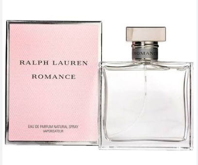 Ralph Lauren Romance Eau de Parfum bottle and its pink textured packaging box, shown on a plain white background.