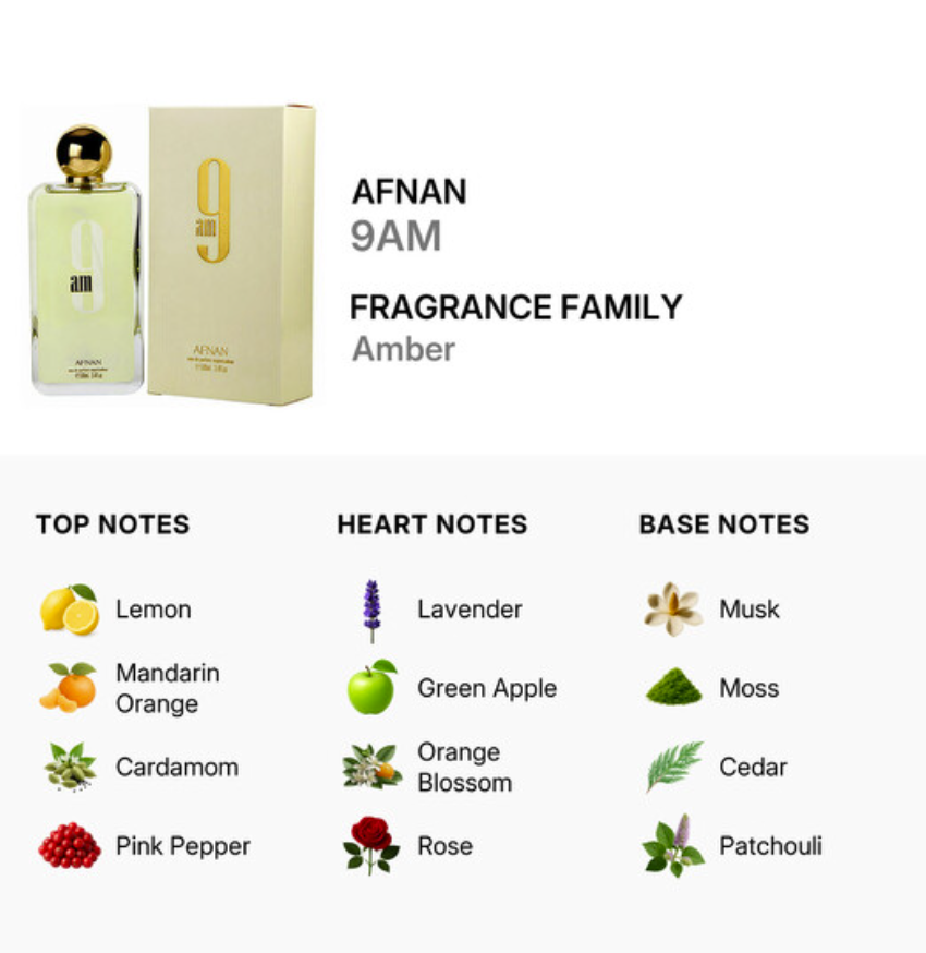 AFNAN 9AM Men Perfume 3.4oz / 100ml – Eau de Parfum ( EDP )
