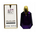 Mugler Alien Extraintense Eau de Parfum Intense, 6 mL bottle with its original white and gold packaging box on a white background.