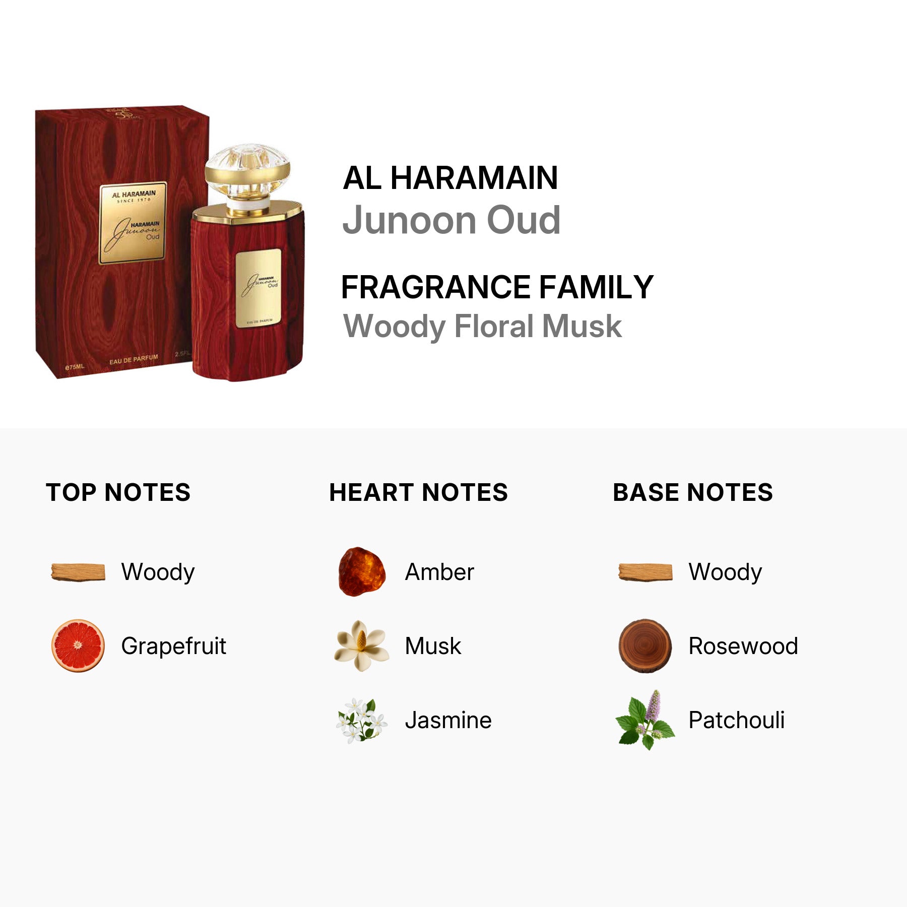 Al Haramain Junoon Rose Oud Unisex EDP 2.5oz / 75ml
