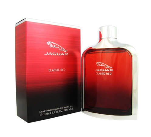Jaguar Classic Red Eau de Toilette bottle and its red gradient packaging box on a white background.