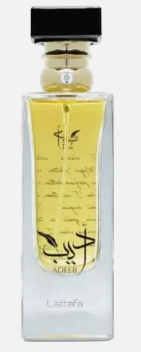 Lattafa Adeeb Women Eau de Parfum spray bottle 2.7oz 80ml on white background