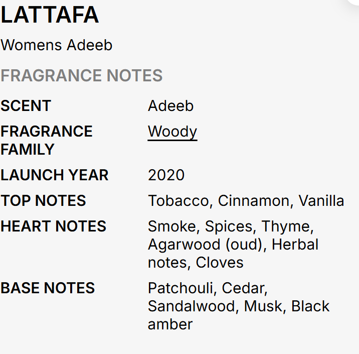Lattafa Adeeb Women EDP 80ml graceful floral woody musk fragrance with rose peony soft amber white musk and sandalwood