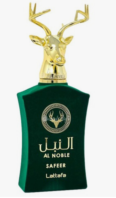Lattafa Al Noble Safeer Unisex Eau de Parfum spray bottle 3.4oz 100ml on white background