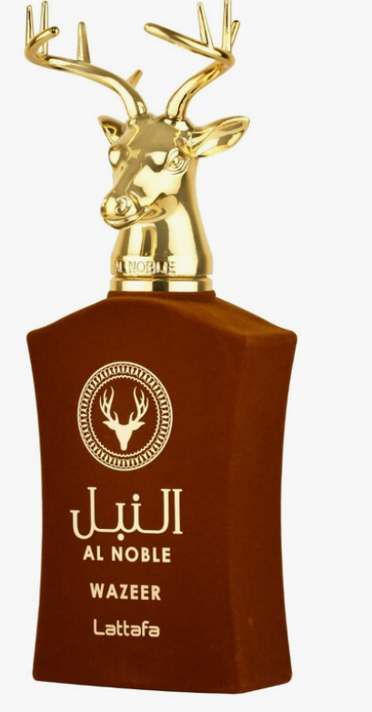 Lattafa Al Noble Wazeer Unisex Eau de Parfum spray bottle 3.4oz 100ml on white background