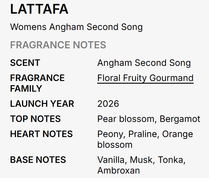 Lattafa Angham Second Song Women EDP 100ml melodic floral oriental fragrance with rose jasmine soft amber oud white musk sandalwood and vanilla
