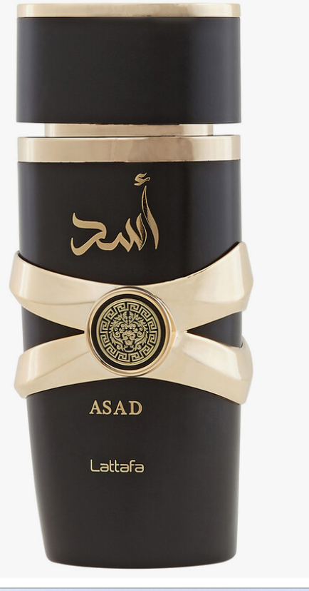 Lattafa Asad Men Eau de Parfum spray bottle 3.4oz 100ml on white background