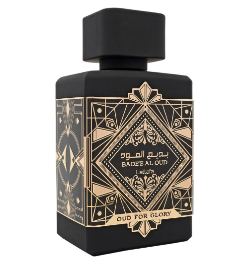 Lattafa Badee Al Oud Noble Blush Eau de Parfum spray bottle 3.4oz 100ml on white background