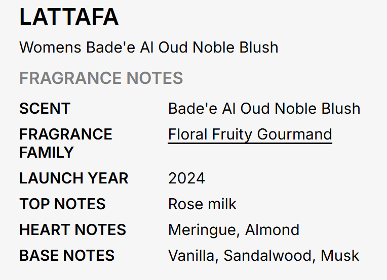 Lattafa Badee Al Oud Noble Blush EDP 100ml soft floral oud powdery fragrance with rose peony refined oud powdery warmth soft amber white musk and sandalwood