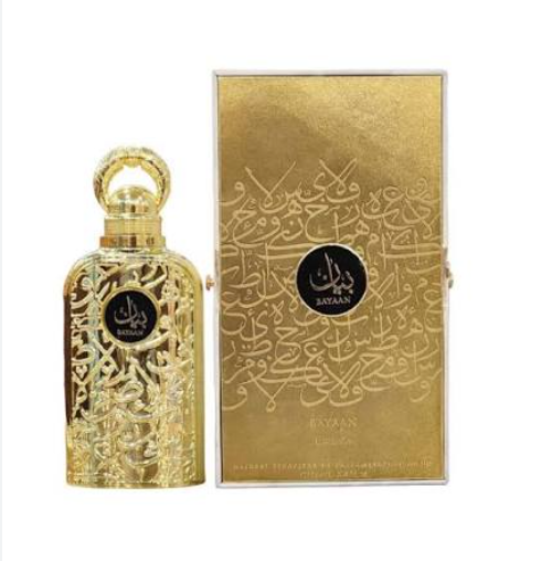 Lattafa Bayaan Women Eau de Parfum box and bottle 3.4oz 100ml on white background