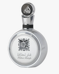 Lattafa Fakhar Platin Men Eau de Parfum spray bottle 3.4oz 100ml on white background